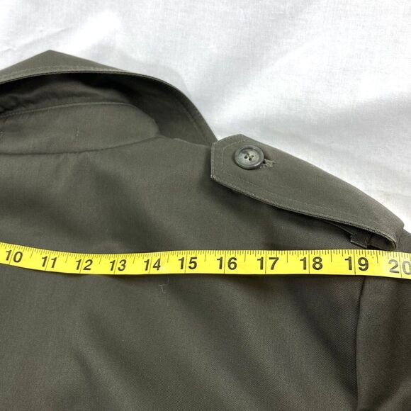 Towne London Fog OverCoat Trench Lined Zip Double Breast Khaki Green 38 40 S Men - Picture 9 of 14